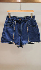 Rhinestone Denim Shorts Flowering Girl