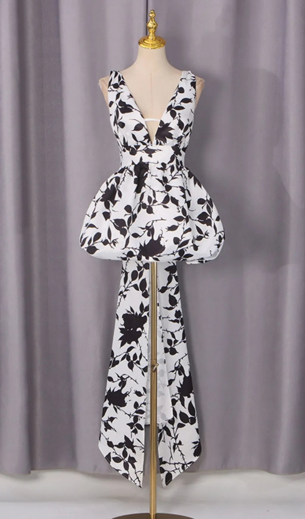 Evgeniya V Neck Printed Bubble Dress Flowering Girl