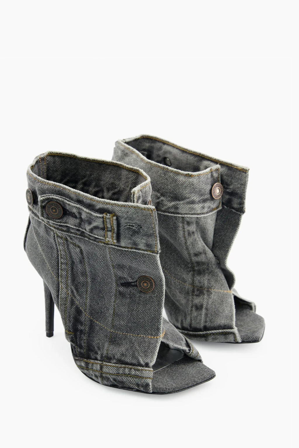 Alisson Denim Button Fish Mouth Sandal Bootie Flowering Girl