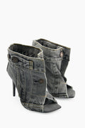 Alisson Denim Button Fish Mouth Sandal Bootie Flowering Girl