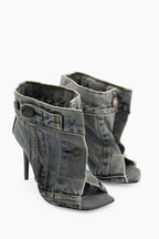 Alisson Denim Button Fish Mouth Sandal Bootie Flowering Girl