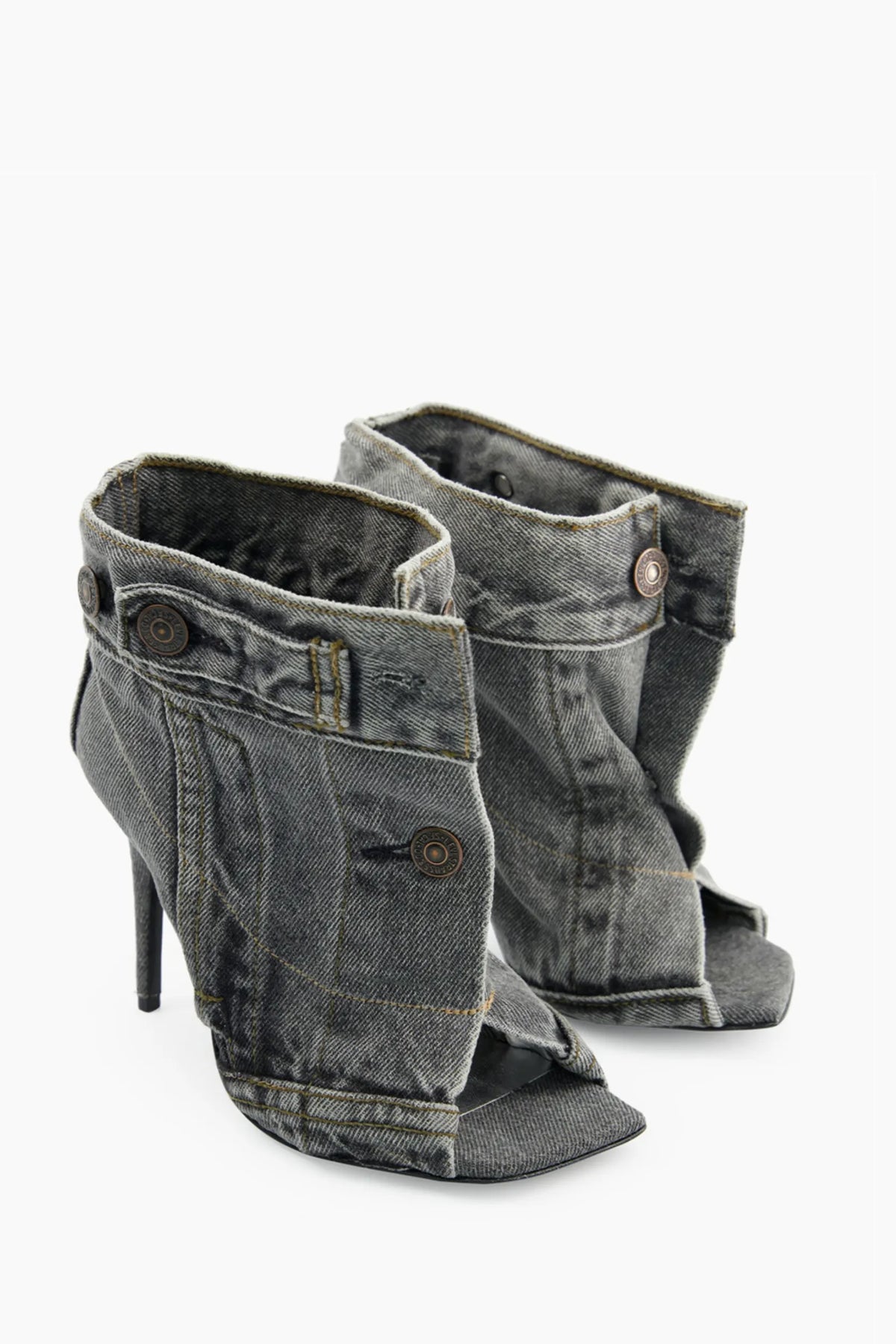 Alisson Denim Button Fish Mouth Sandal Bootie Flowering Girl