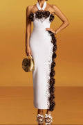 Sebastiane Halterneck Flower Bandage Maxi Dress Flowering Girl