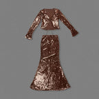 Aubelin Sequin Two Piece Set - Brown Flowering Girl