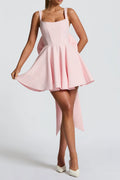 Kristin Back Bow Embellished Mini Dress In Blush Flowering Girl