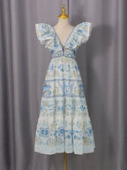 Harding V-Neck Printed Midii Dress Flowering Girl