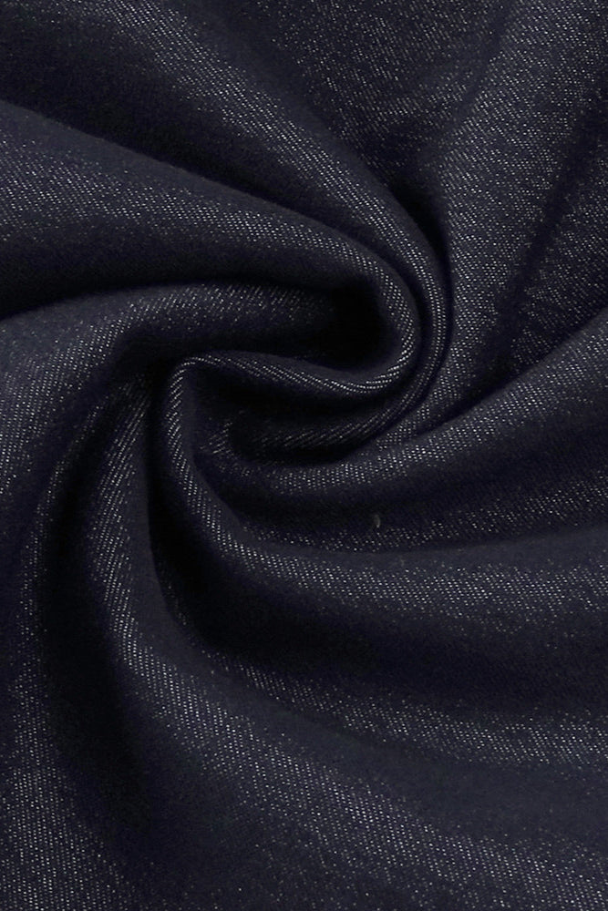 Haltered Corseted Midi Dress Denim In Navy Blue Flowering Girl