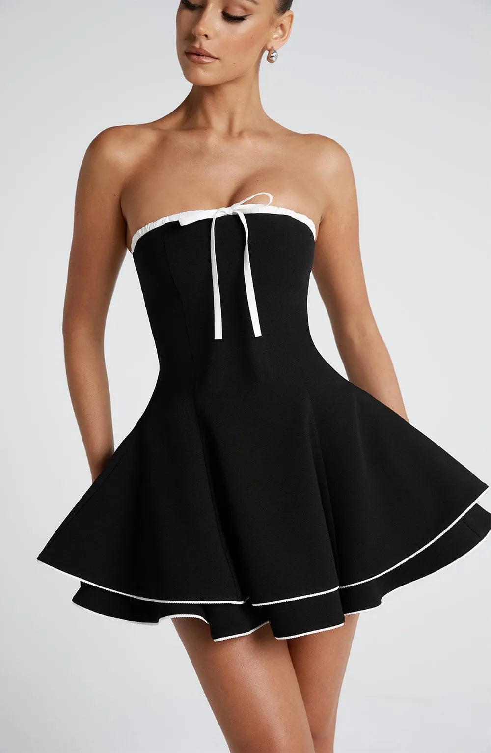 Juno Mini Dress - Black/White Flowering Girl