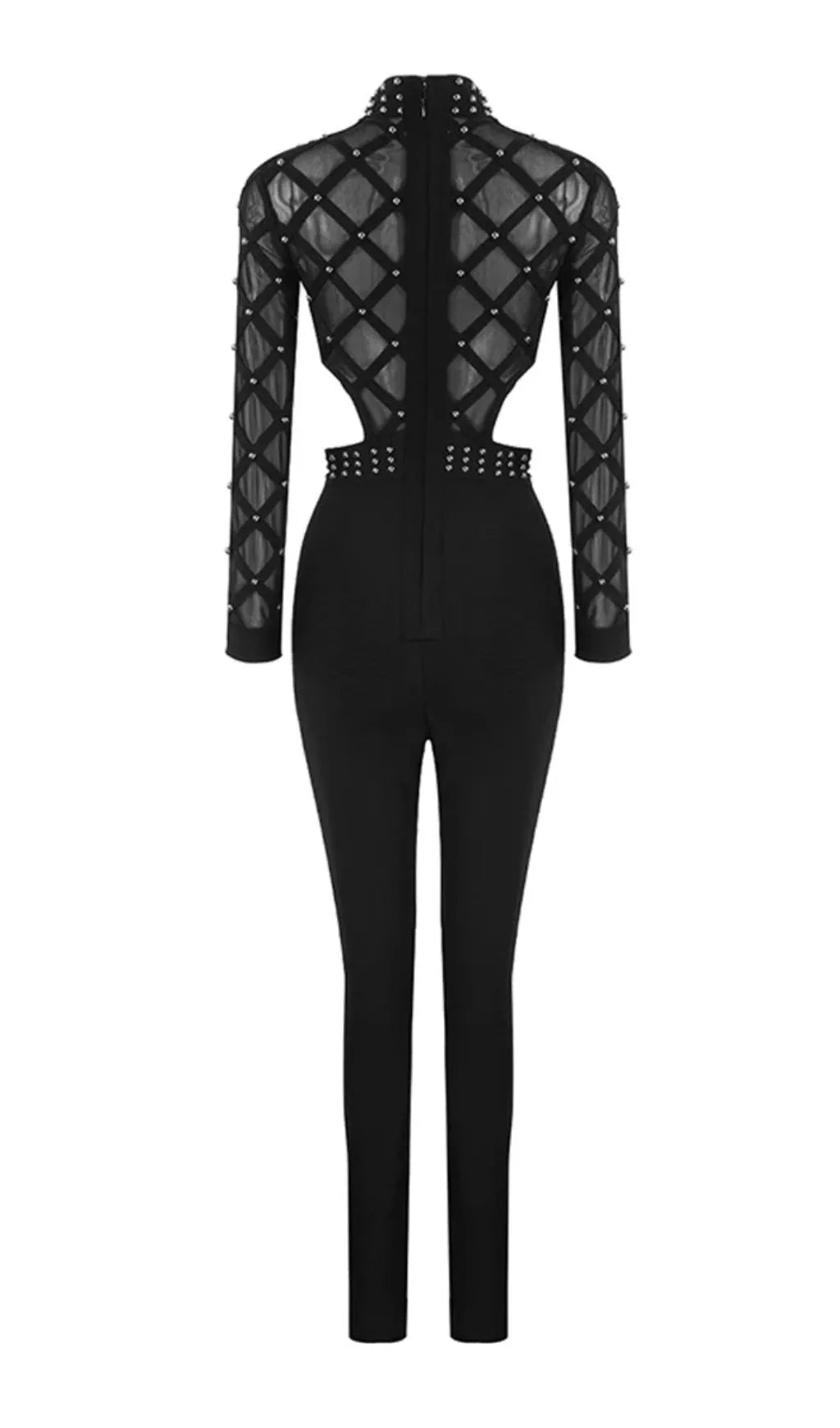 Ashwina Black Mesh Jumpsuit Flowering Girl