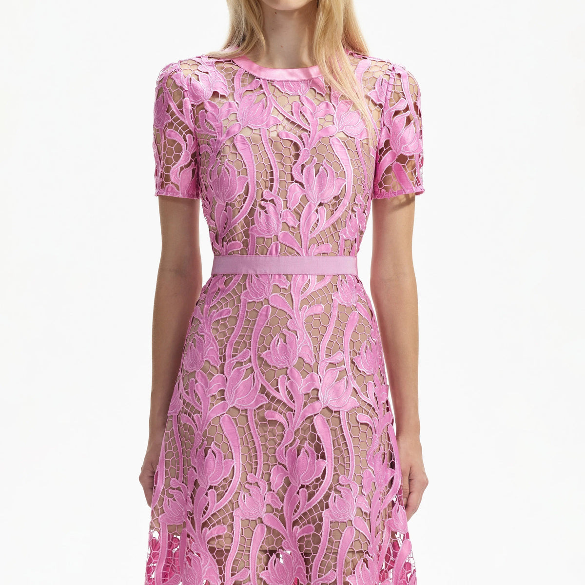 PINK LACE MIDI DRESS Flowering Girl