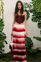 Despo Gradient Fringe Corset Two Piece Bandage Set Flowering Girl