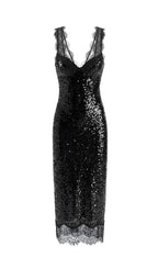Dierdra Sleeveless Lace Sequin Midi Dress Flowering Girl