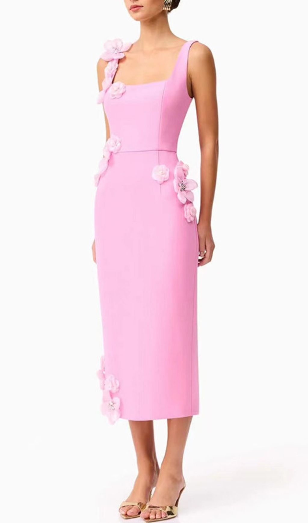 Harper Pink Flower Embellished Midi Dress Flowering Girl