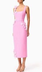 Harper Pink Flower Embellished Midi Dress Flowering Girl