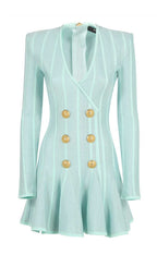 Button-Embellished Mesh Mini Dress In Mint Flowering Girl