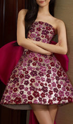 Aizah Pink Flower Sequin Mini Dress Flowering Girl