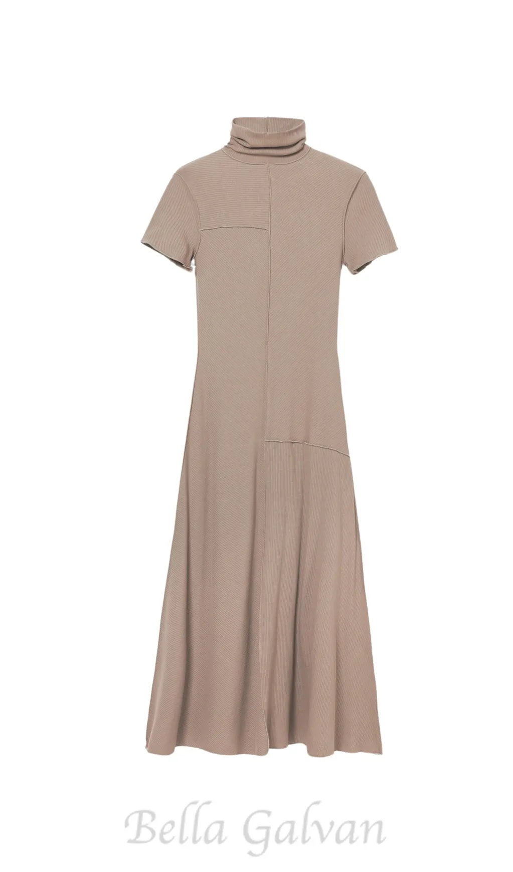 camel bodycon midi dress with high neck Flowering Girl