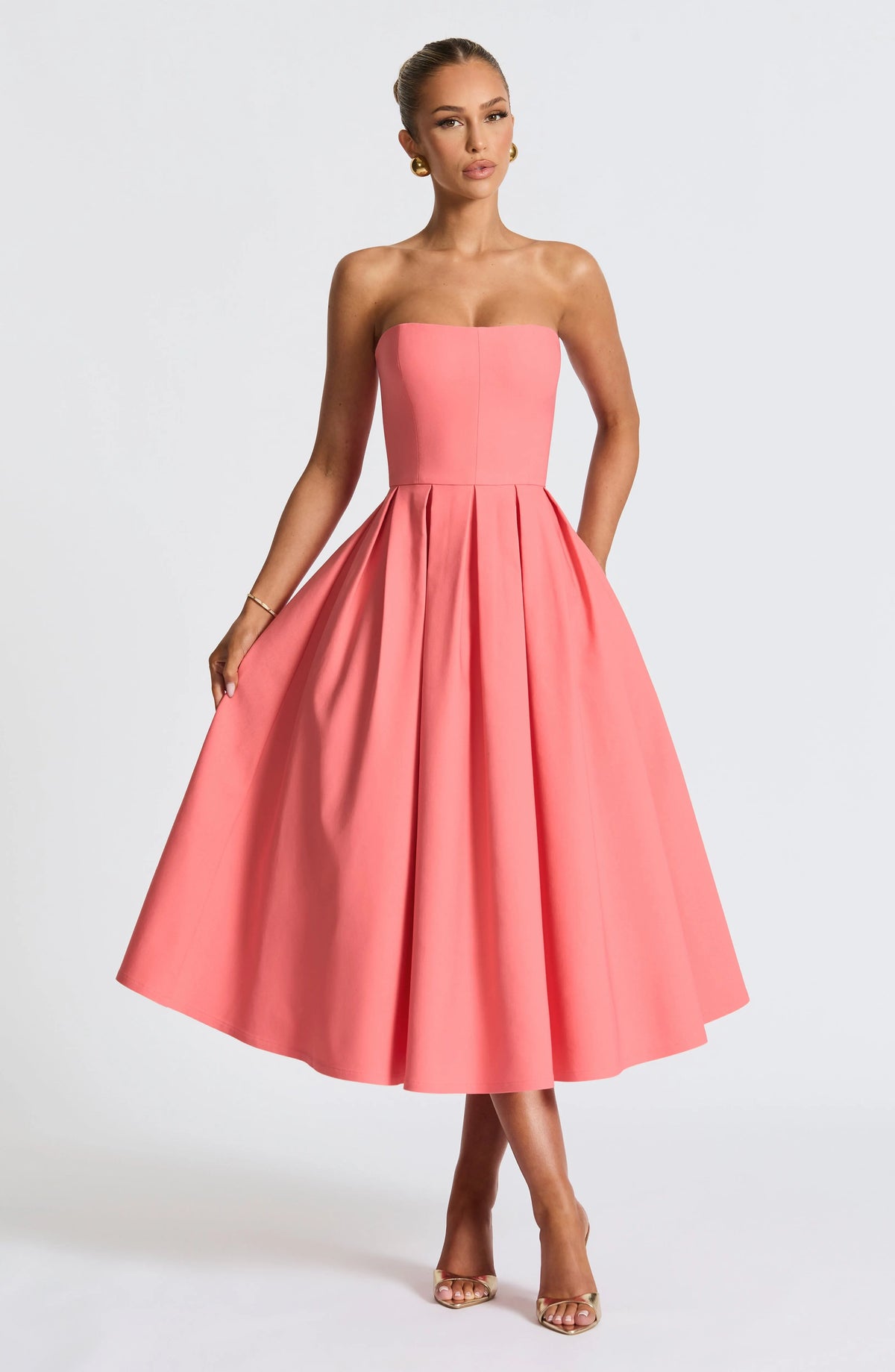 Edith Midi Dress - Coral Pink Flowering Girl