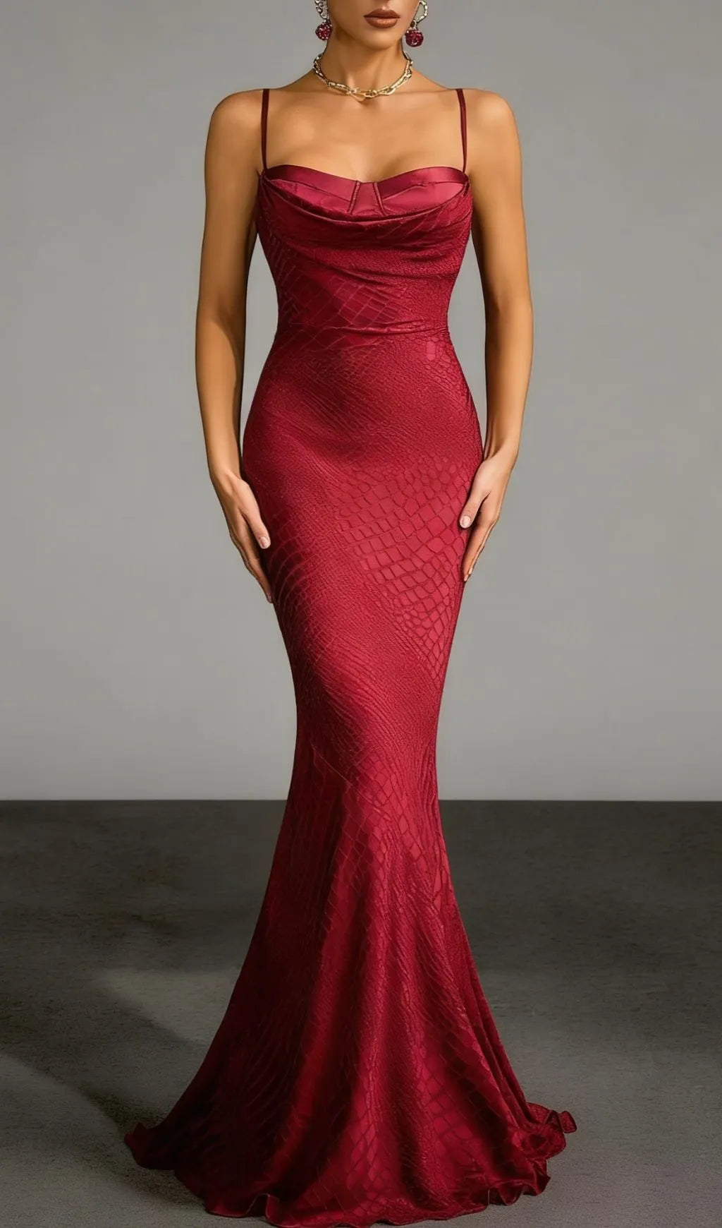 Velyxar Spaghetti Crocodile Maxi Dress Flowering Girl