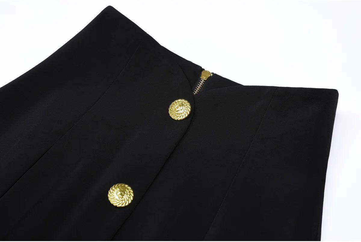 Hedda Black Button Mini Skirt Flowering Girl
