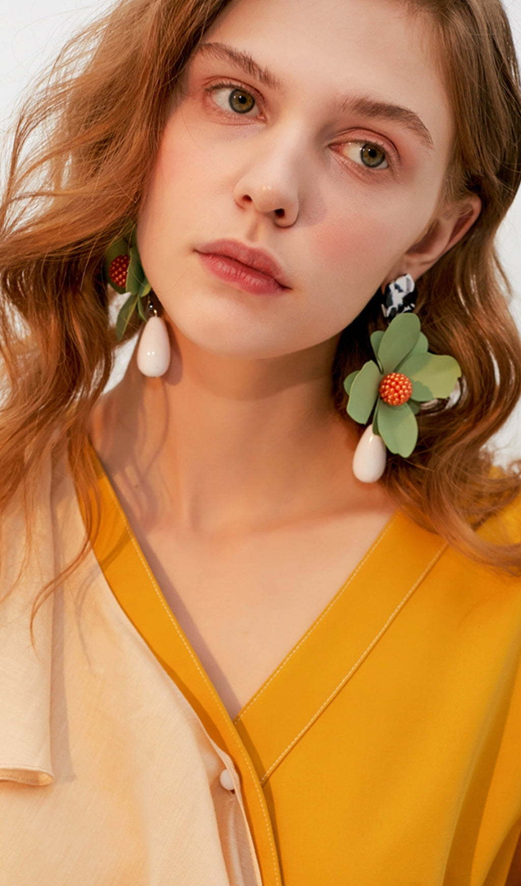 Adil Green Large Hoop Flower Plastic Earrings Flowering Girl