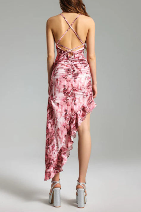 Floral Ruffled Skew Dress Flowering Girl