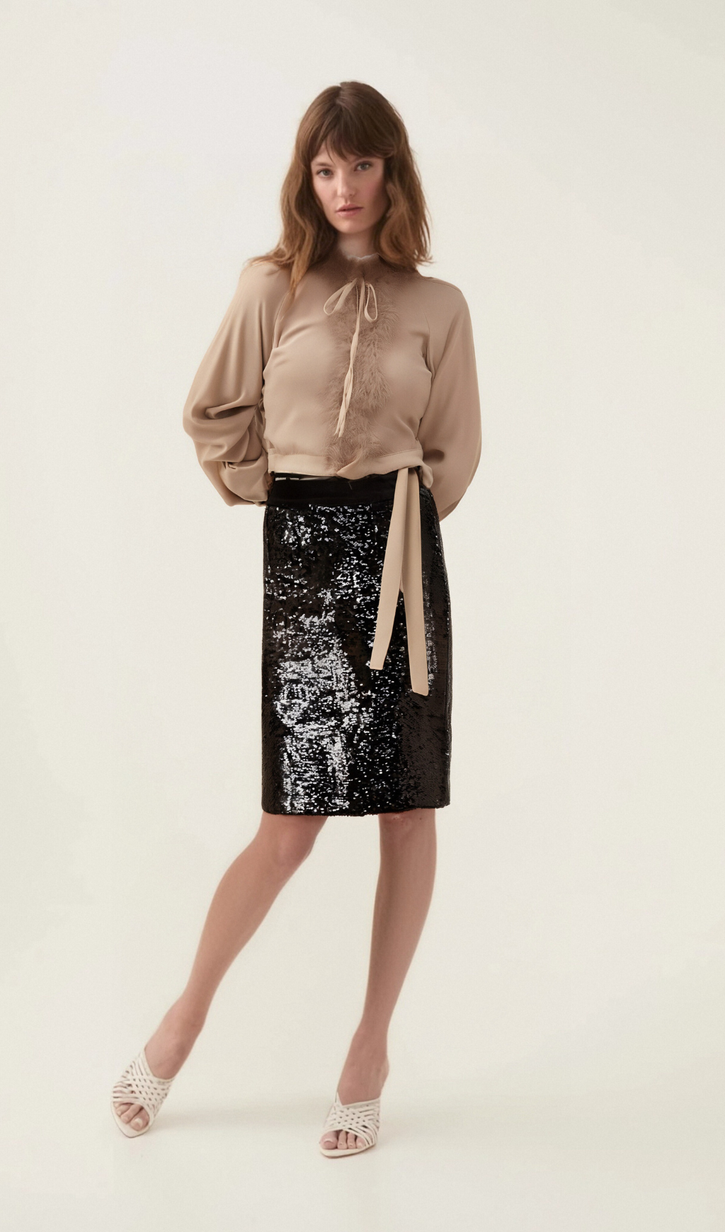 Salome feather-detail chiffon blouse Flowering Girl