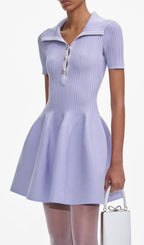 Etta Lapel Knit Mini Dress Flowering Girl