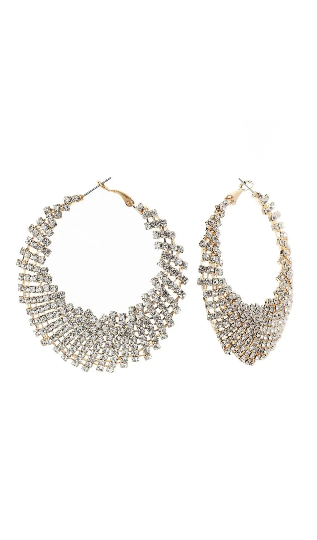 Gold Diamante Hoop Earrings Flowering Girl