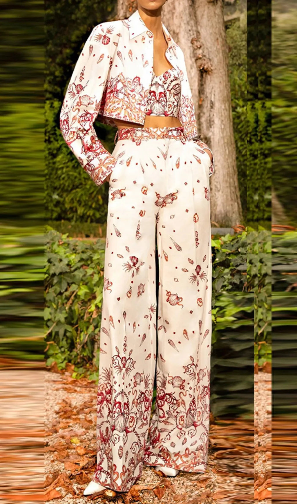 Camira Printed Blazer Three-Piece Set Flowering Girl
