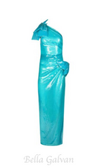 One Shoulder Bow Sequin Maxi Dress in blue Flowering Girl