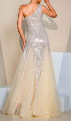 Fizza One-Shoulder Sequin Mesh Maxi Dress Flowering Girl