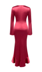 Balliol Red V-Neck Ruched Maxi Dress Flowering Girl