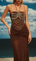 Catlin Draped Gemstone Beaded Bralette In Multi Flowering Girl