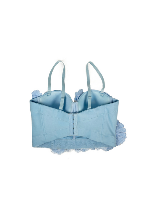 3D Flower Diamond Corset In Blue Flowering Girl