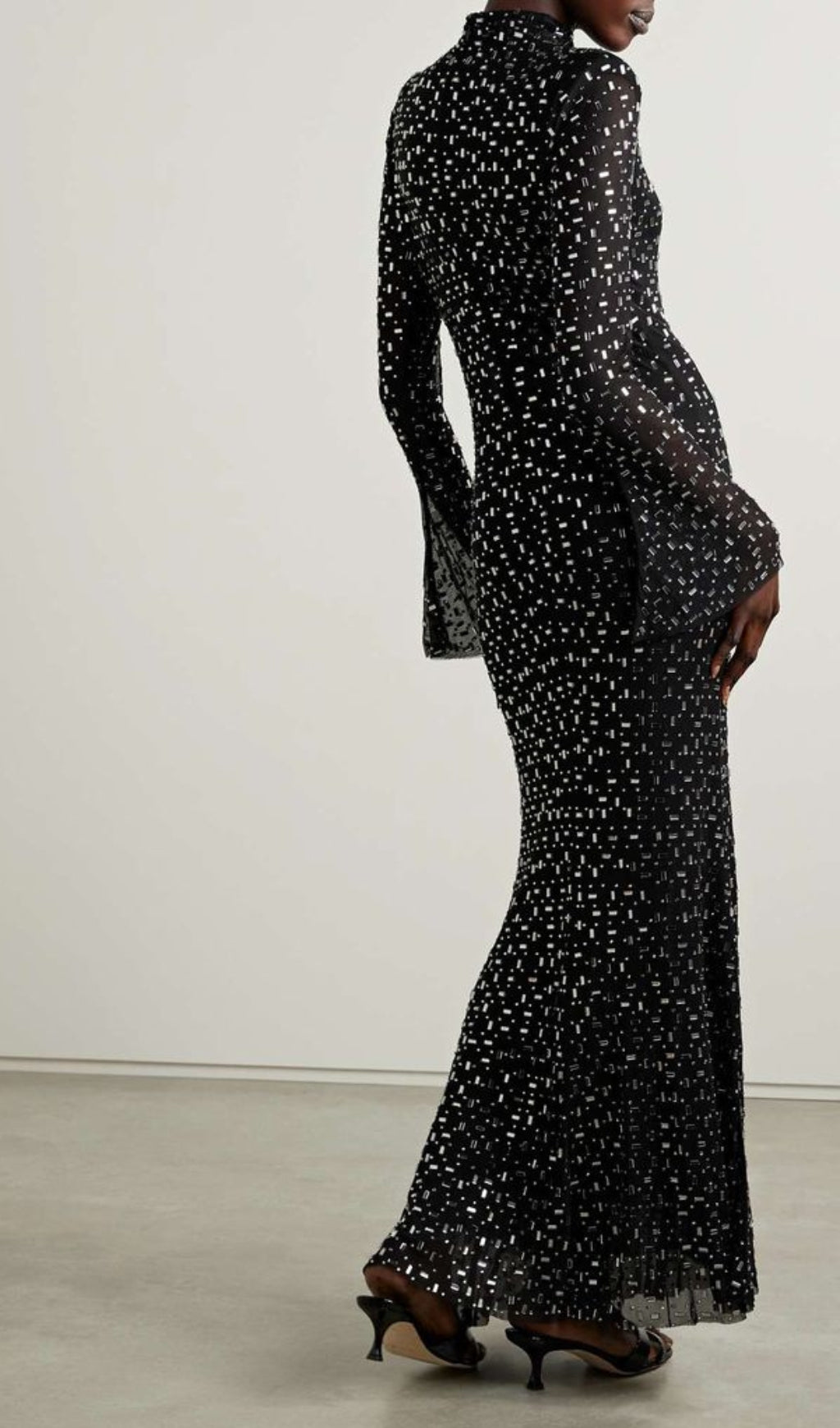 Butrus Black Crystal Long Sleeve Maxi Dress Flowering Girl