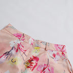 Orange Jenny Floral Printed Shirt Shorts Set Flowering Girl
