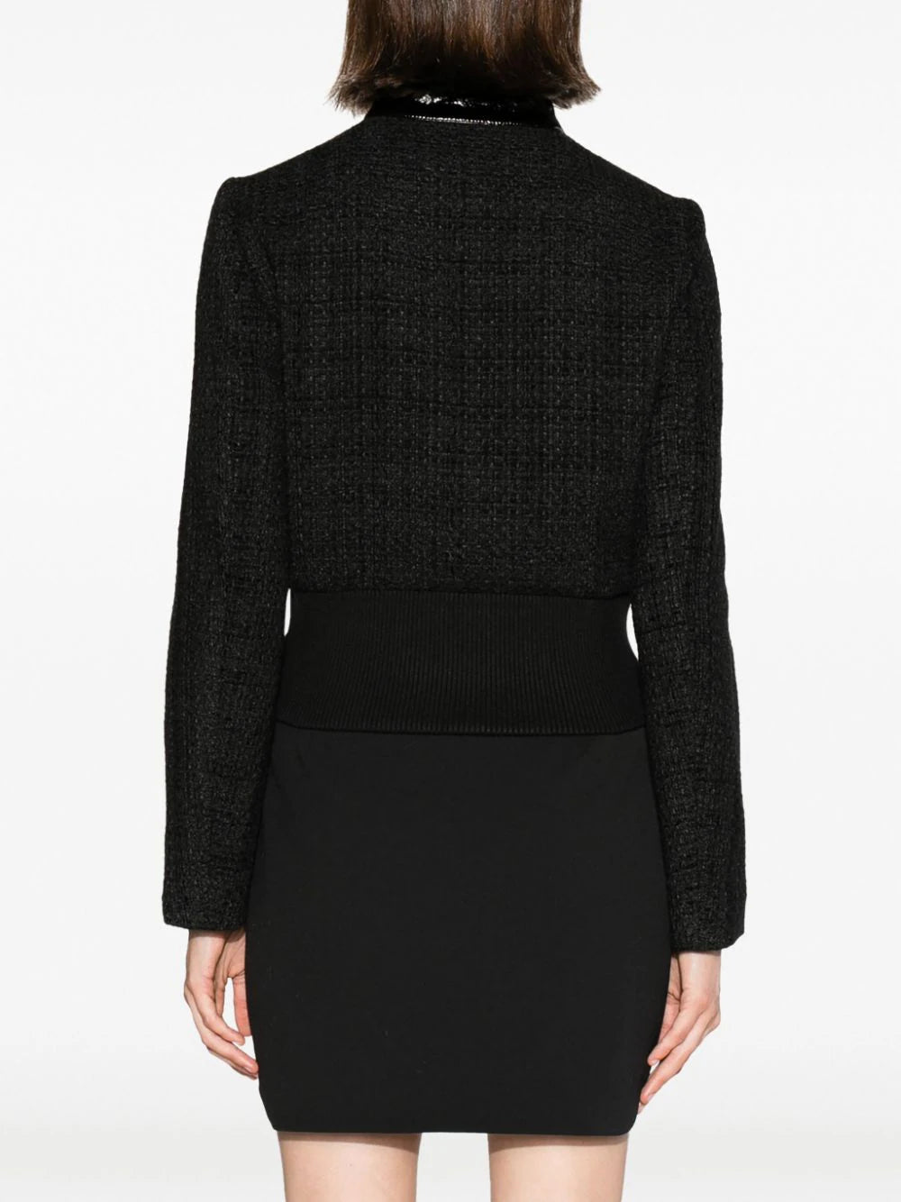 PATENT-TRIM TWEED BOMBER JACKET Flowering Girl