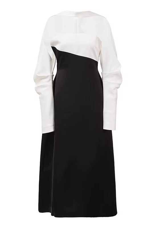 A-Line Long Sleeved Silk Taffeta Midi Dress Flowering Girl