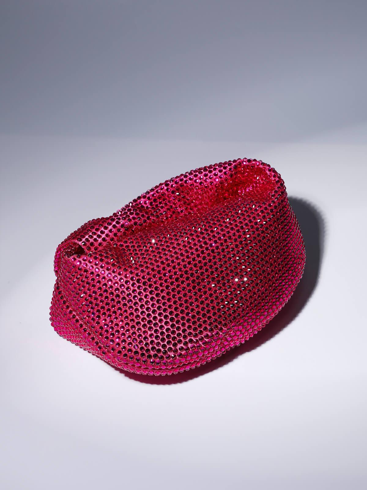 Embellished Tote Bag In Hot Pink Flowering Girl