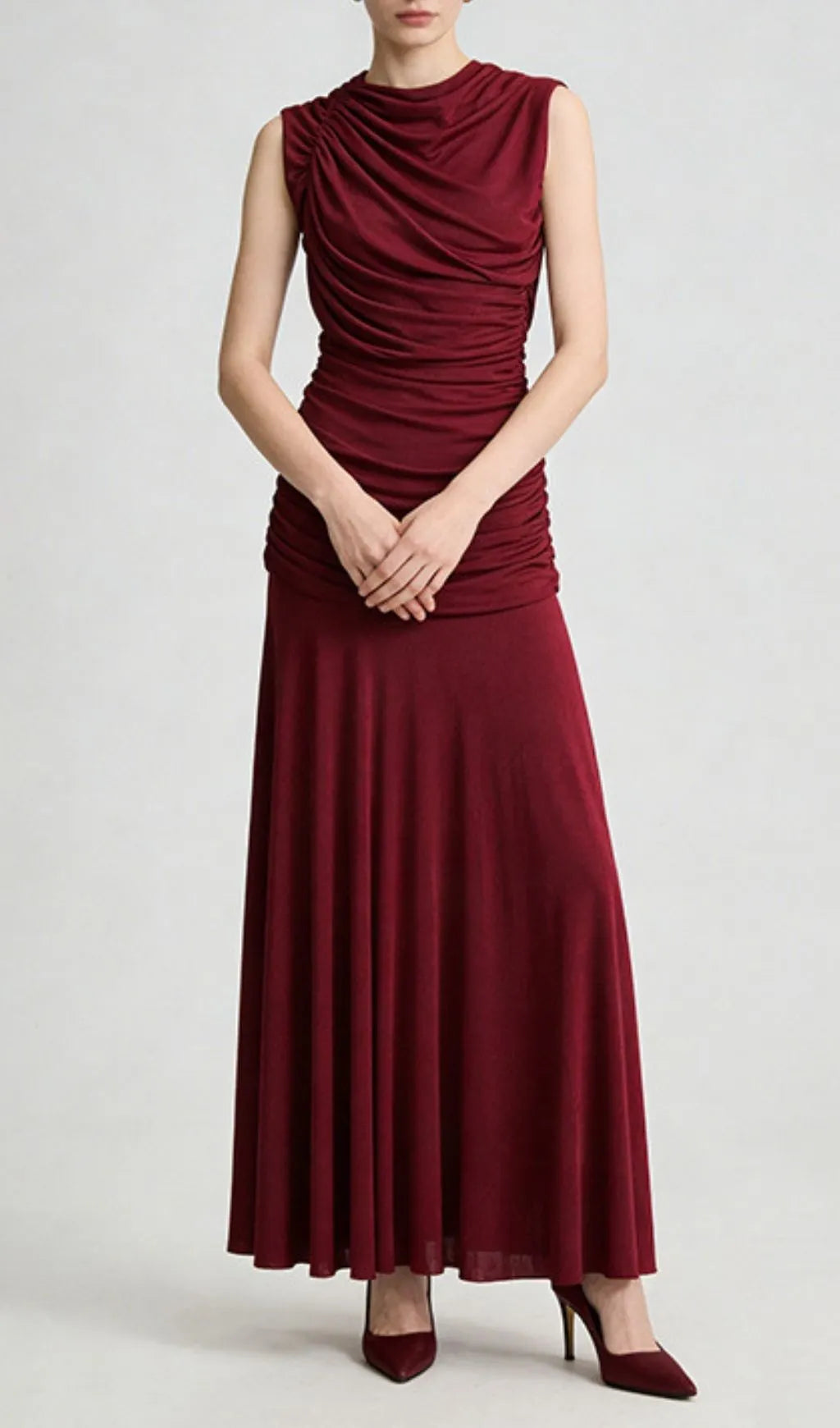 Kanani Sleeveless Ruched Maxi Dress Flowering Girl