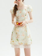Marta Green Printed Mini Dress Flowering Girl