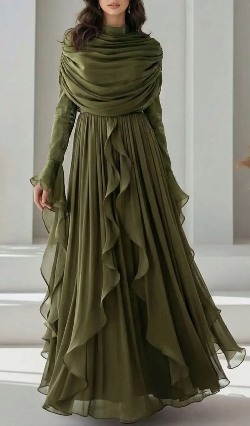Karinna Ruffle Long Sleeve Maxi Dress Flowering Girl