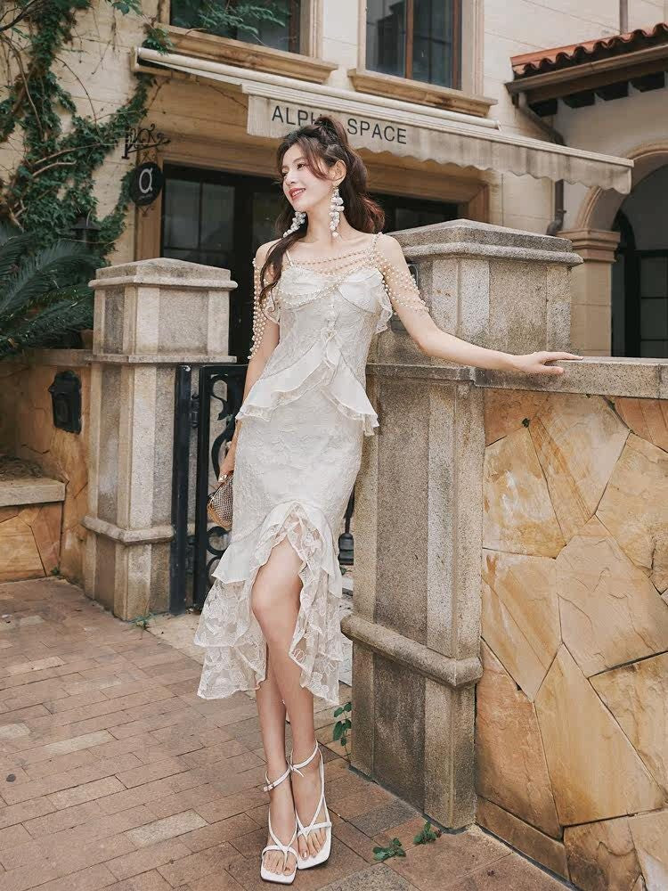 Frederica Lace-Trimmed Ruffled Slip Dress Flowering Girl