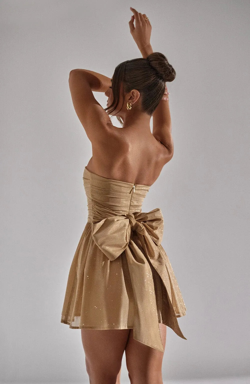 Katrina Mini Dress - Gold Sparkle Flowering Girl