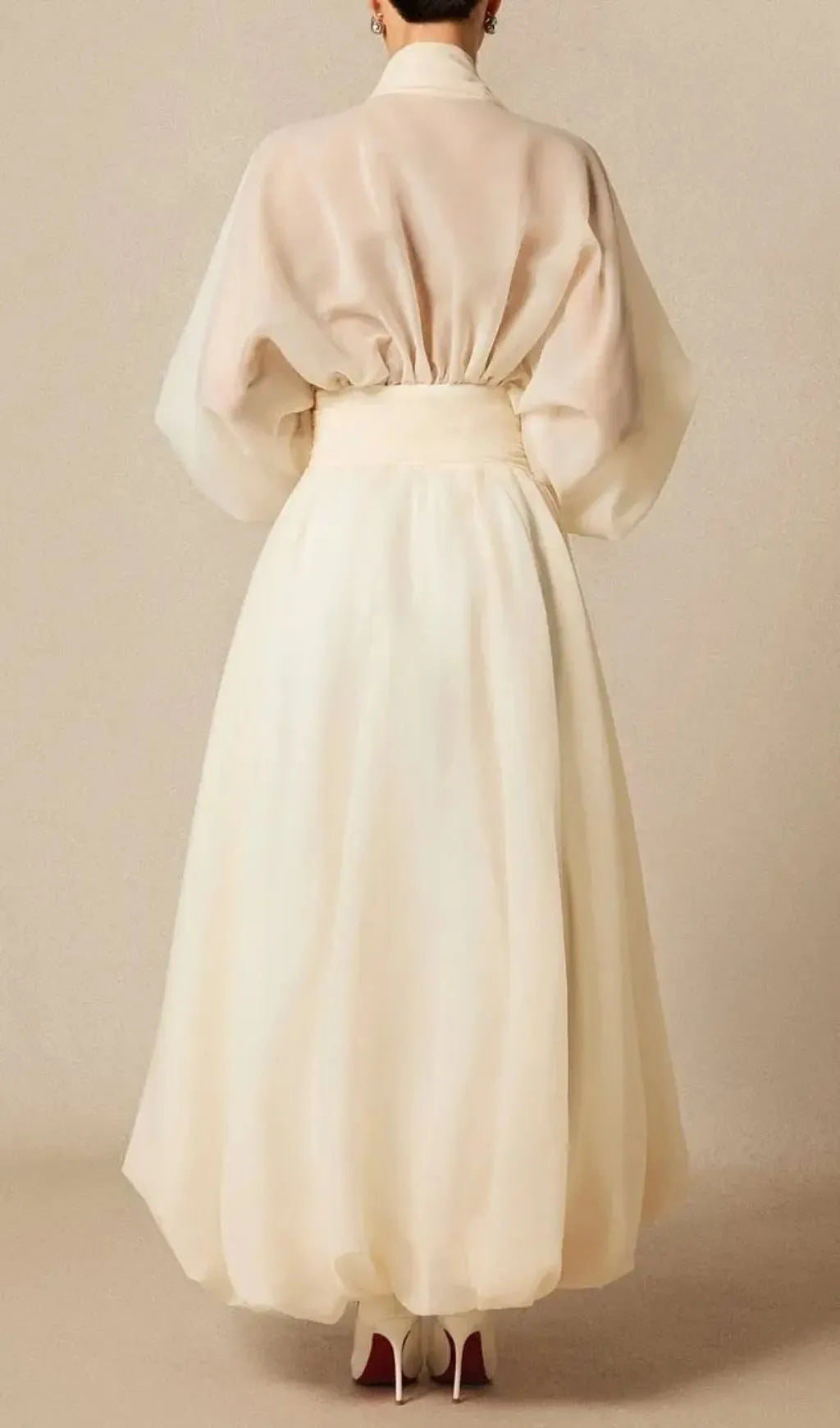 Lilly Deep V Neck Puff Sleeve Maxi Dress Flowering Girl