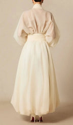 Lilly Deep V Neck Puff Sleeve Maxi Dress Flowering Girl