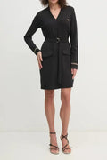Ribbed V-neck mini dress in black Flowering Girl