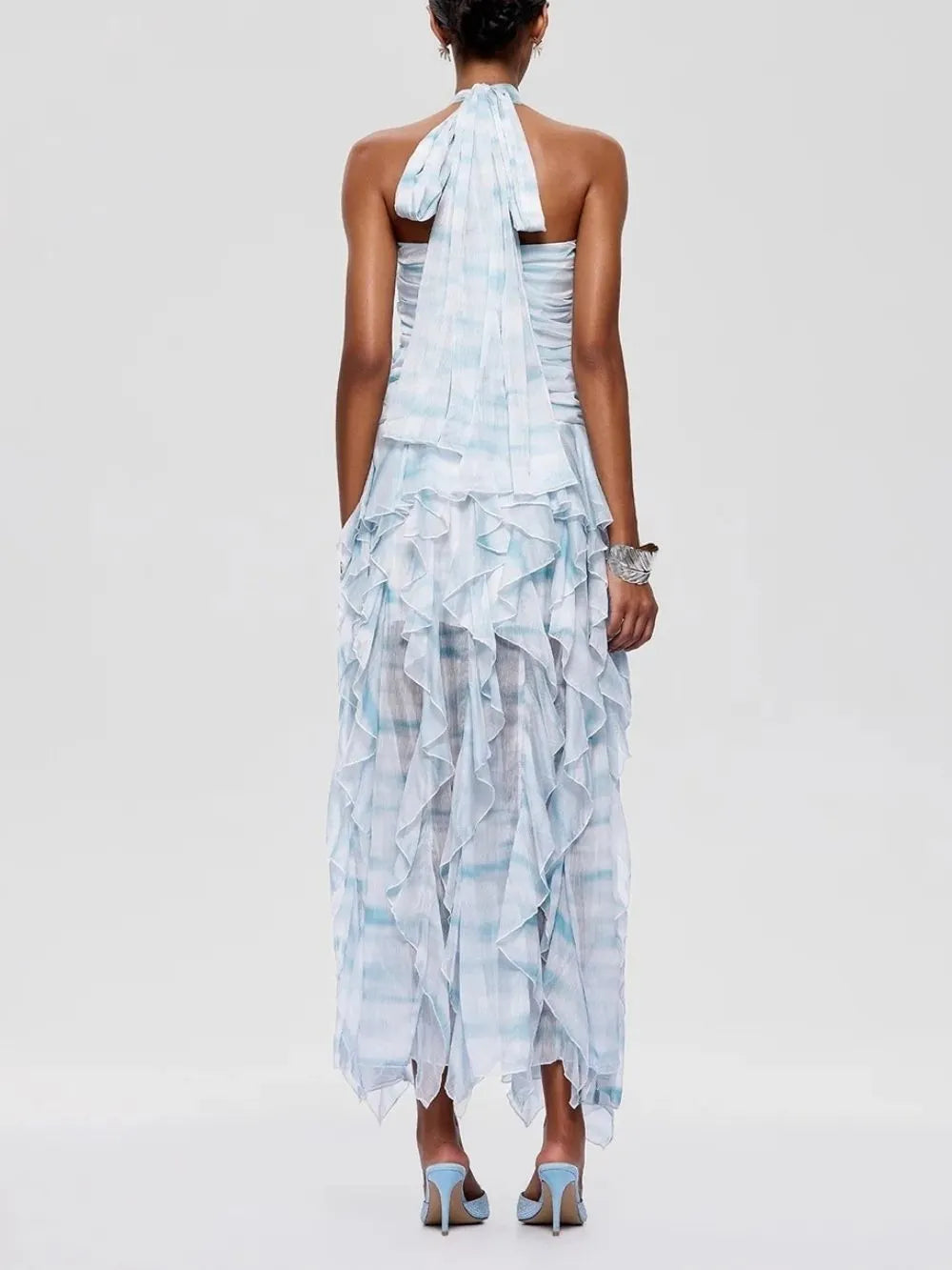 Fusako Halterneck Ruffle Maxi Dress Flowering Girl