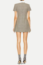Check Wool Mini Dress Flowering Girl